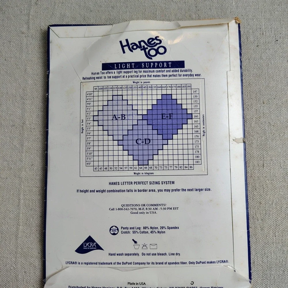NWT Hanes Womens SZ CD Hanes Too Light Support Pantyhose Barely There 90s Vtg